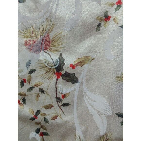 Rectangle Tablecloth & 2 Napkins by St. Nicholas Square Holly Pinecone Christmas - Picture 2 of 7